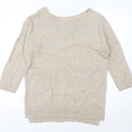 H&M Women’s Beige Angora Cotton Blend 3/4 Sleeve Pullover Jumper S
