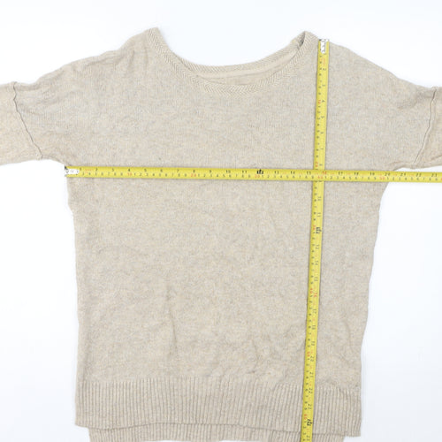 H&M Women’s Beige Angora Cotton Blend 3/4 Sleeve Pullover Jumper S