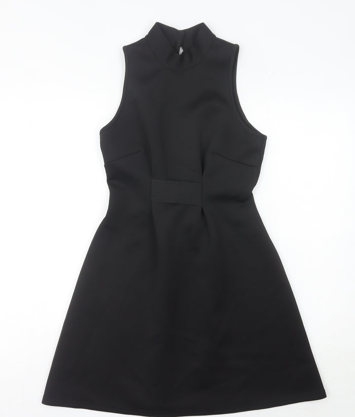 River Island Women’s Black Size 10 A-Line High Neck Sleeveless Dress