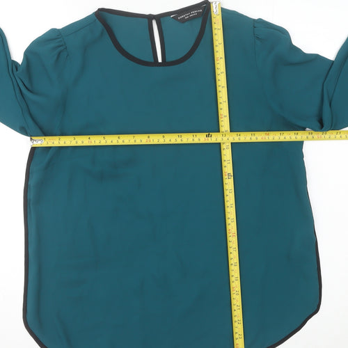 Dorothy Perkins Women’s Green Chiffon Blouse Size 12 Long Sleeve