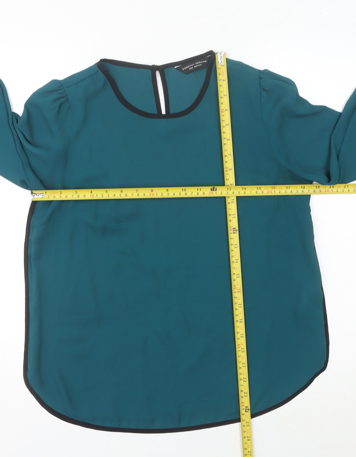 Dorothy Perkins Women’s Green Chiffon Blouse Size 12 Long Sleeve