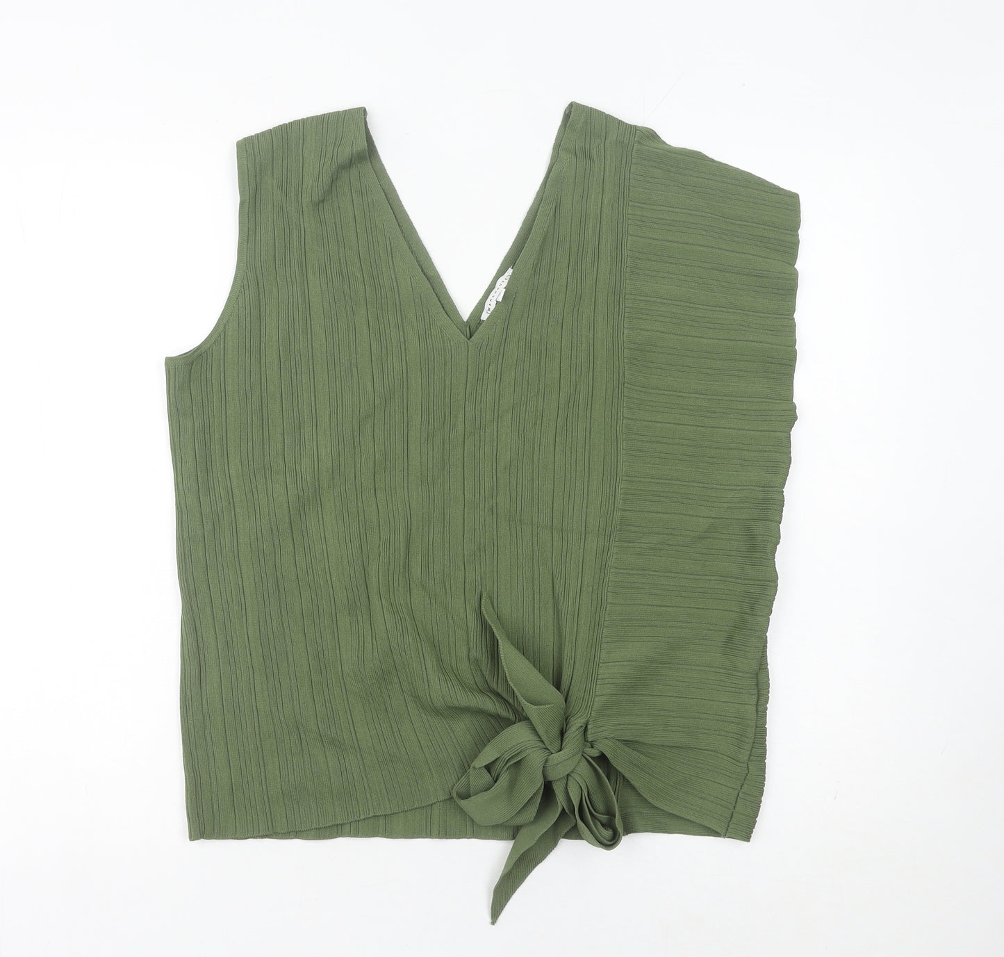 Warehouse Women’s Green Size 12 Wrap Tie Asymmetrical Sleeveless Blouse