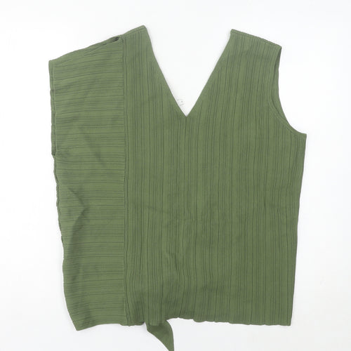 Warehouse Women’s Green Size 12 Wrap Tie Asymmetrical Sleeveless Blouse