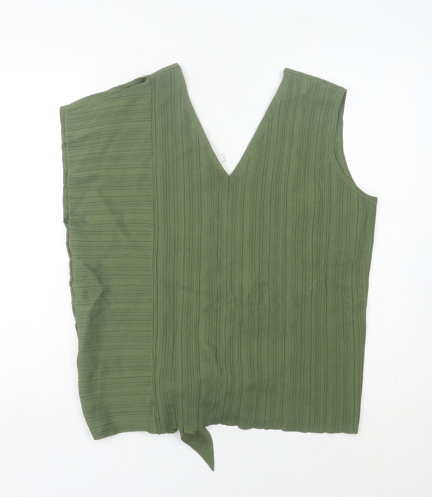 Warehouse Women’s Green Size 12 Wrap Tie Asymmetrical Sleeveless Blouse