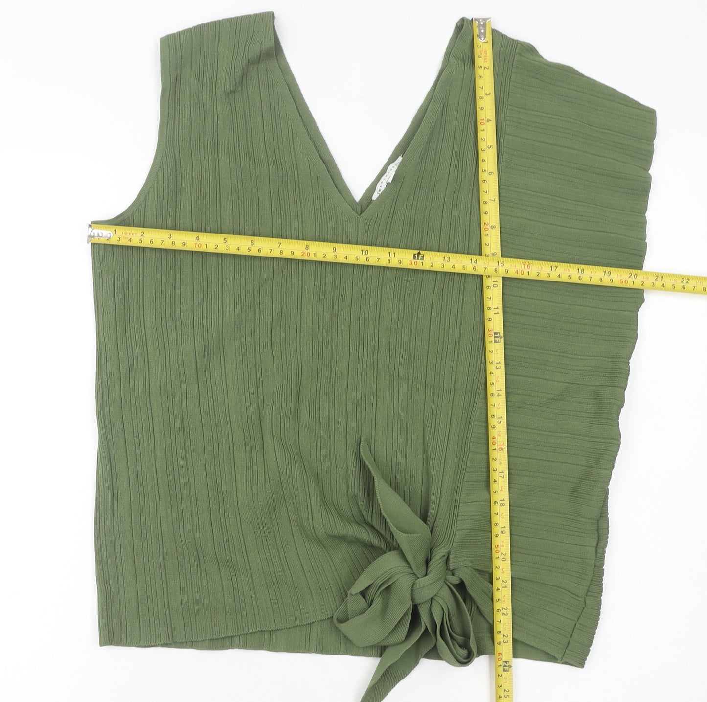 Warehouse Women’s Green Size 12 Wrap Tie Asymmetrical Sleeveless Blouse