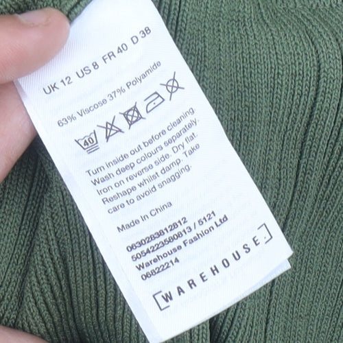 Warehouse Women’s Green Size 12 Wrap Tie Asymmetrical Sleeveless Blouse