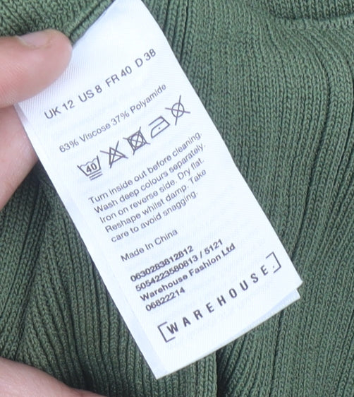 Warehouse Women’s Green Size 12 Wrap Tie Asymmetrical Sleeveless Blouse