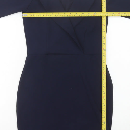 Missguided Women’s Blue Size 10 Bodycon Off Shoulder Party Dress