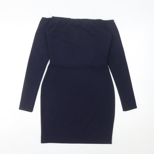 Missguided Women’s Blue Size 10 Bodycon Off Shoulder Party Dress
