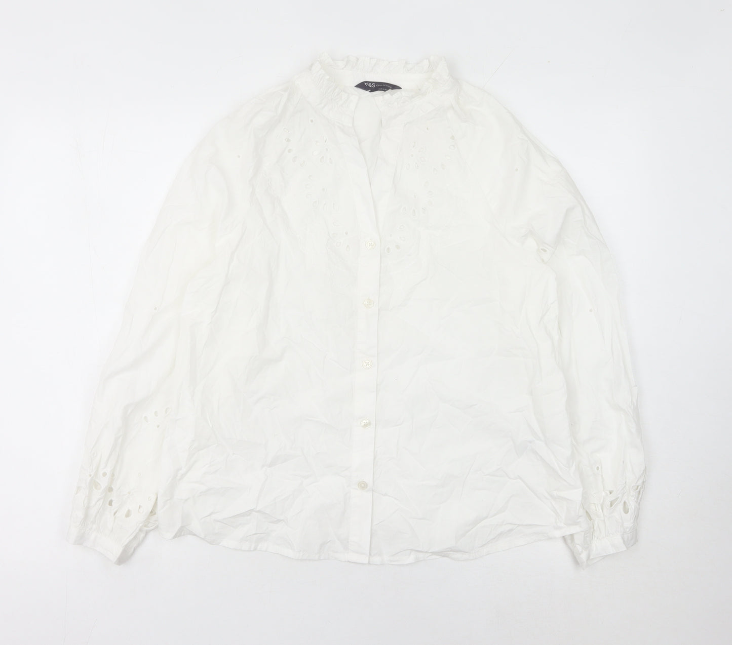 Marks and Spencer Women's White Embroidered Cotton Blouse Size 6