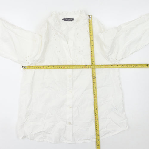 Marks and Spencer Women's White Embroidered Cotton Blouse Size 6