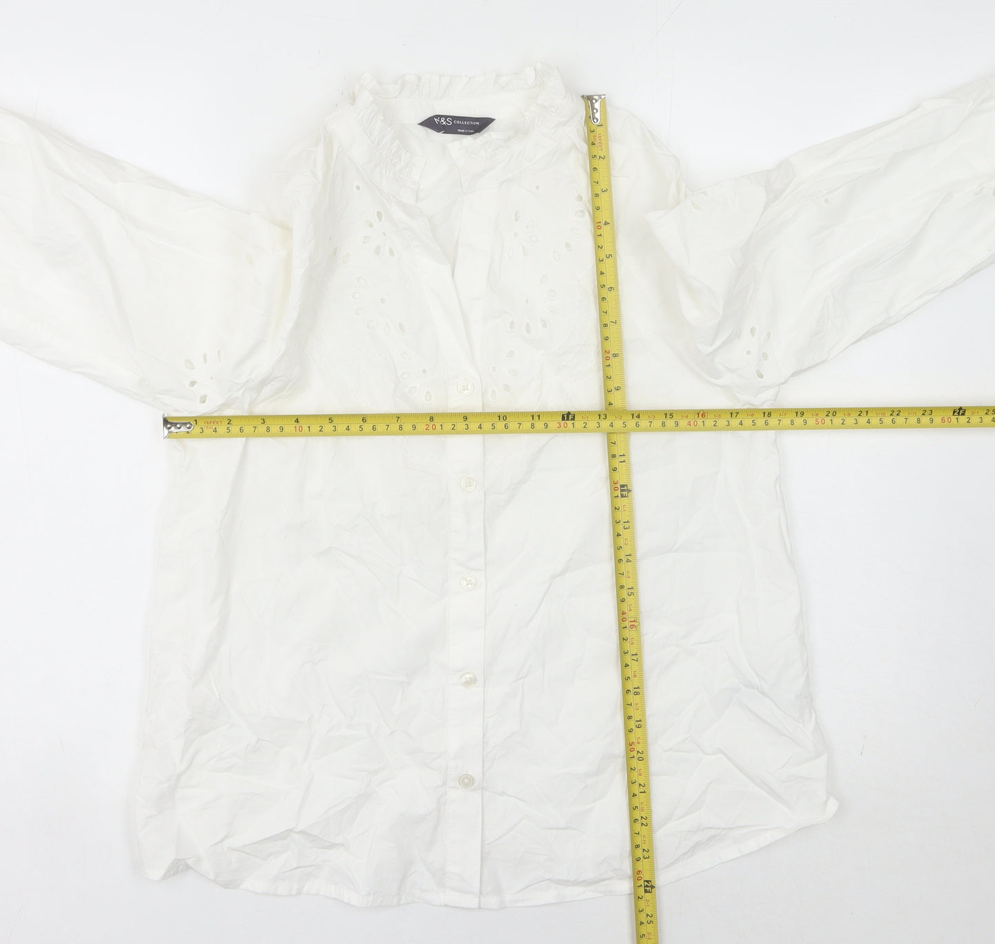 Marks and Spencer Women's White Embroidered Cotton Blouse Size 6