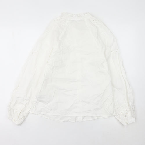 Marks and Spencer Women's White Embroidered Cotton Blouse Size 6