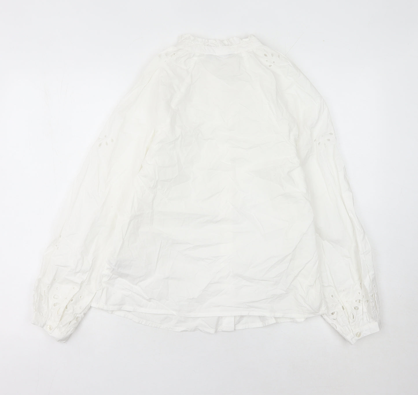 Marks and Spencer Women's White Embroidered Cotton Blouse Size 6