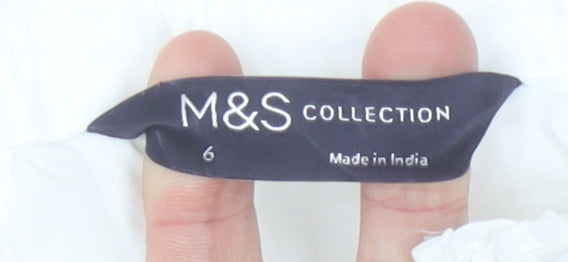 Marks and Spencer Women's White Embroidered Cotton Blouse Size 6