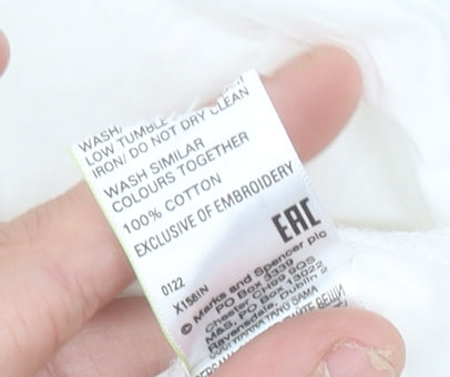 Marks and Spencer Women's White Embroidered Cotton Blouse Size 6