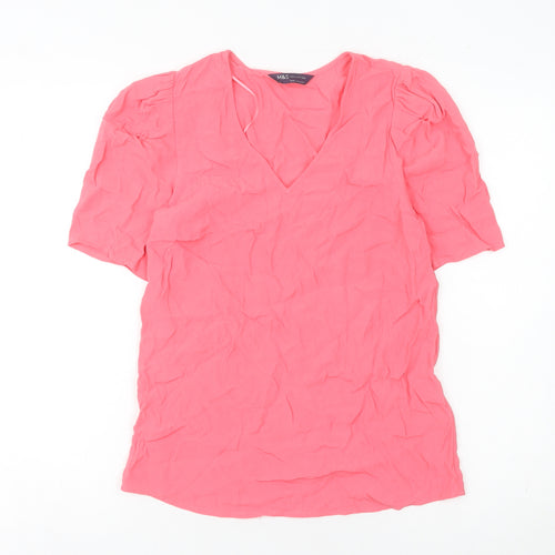 Marks and Spencer Women’s Pink Viscose Puff Sleeve Blouse Size 6