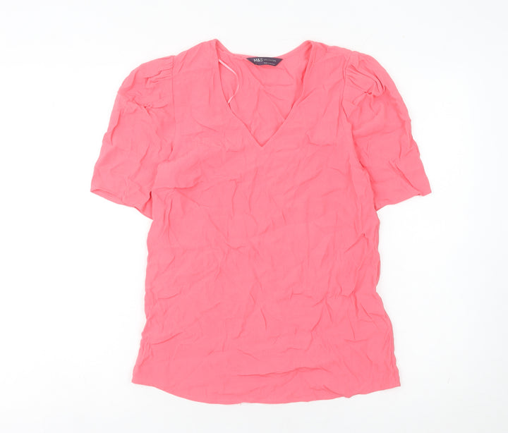Marks and Spencer Women’s Pink Viscose Puff Sleeve Blouse Size 6