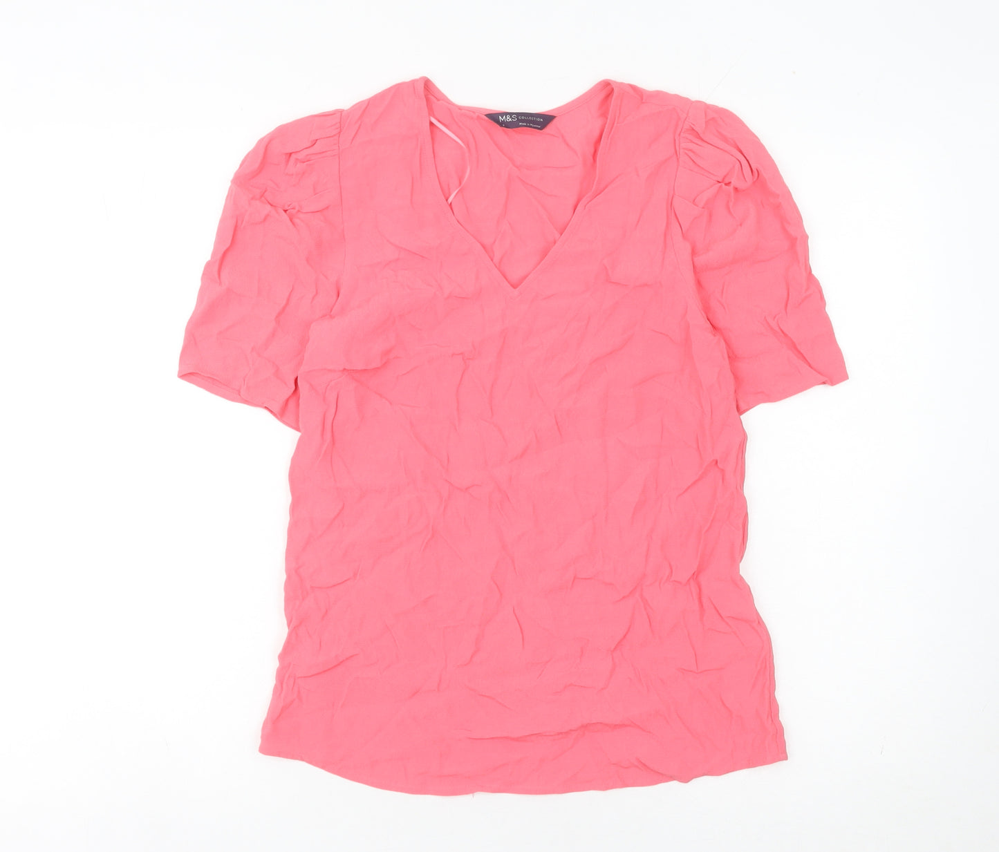 Marks and Spencer Women’s Pink Viscose Puff Sleeve Blouse Size 6