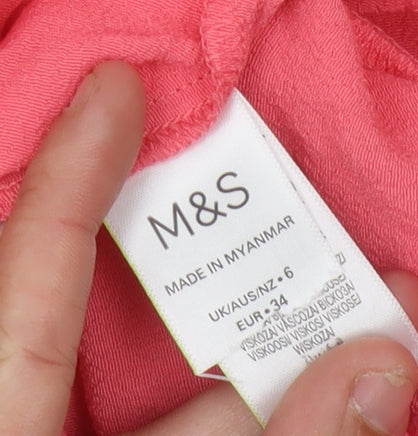 Marks and Spencer Women’s Pink Viscose Puff Sleeve Blouse Size 6