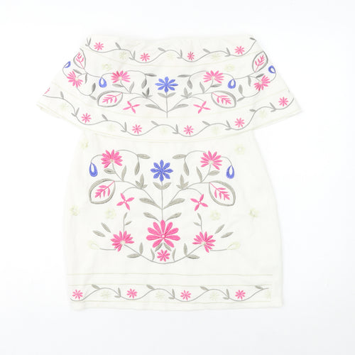 Parisian Women’s White Floral Embroidered Bodycon Dress Size 10