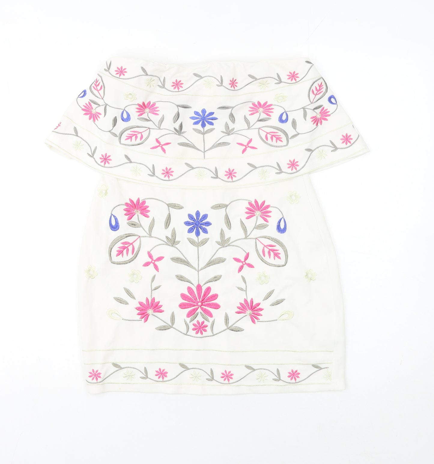 Parisian Women’s White Floral Embroidered Bodycon Dress Size 10