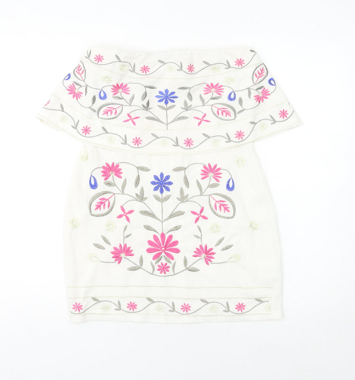 Parisian Women’s White Floral Embroidered Bodycon Dress Size 10