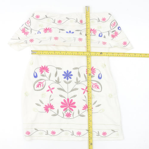 Parisian Women’s White Floral Embroidered Bodycon Dress Size 10