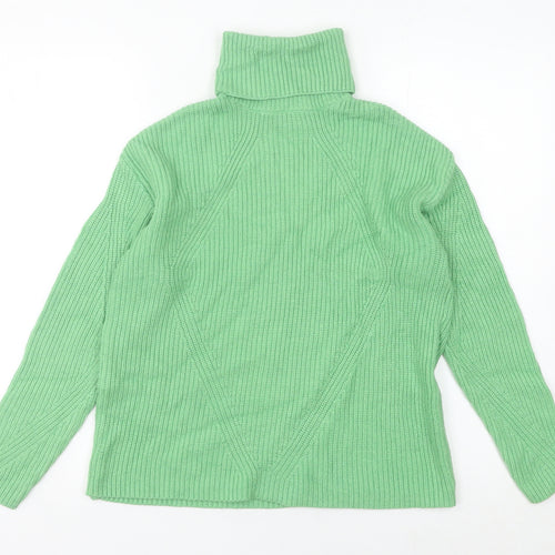 Marks and Spencer Women's Green XS Roll Neck Ribbed Jumper