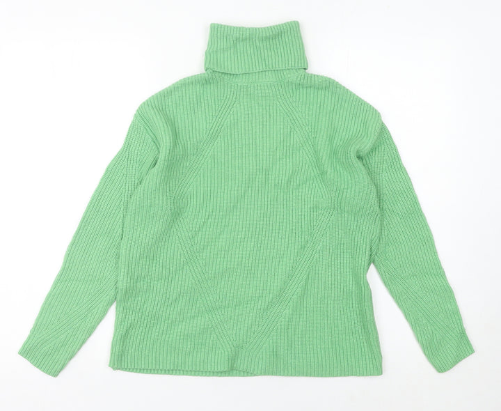 Marks and Spencer Women's Green XS Roll Neck Ribbed Jumper