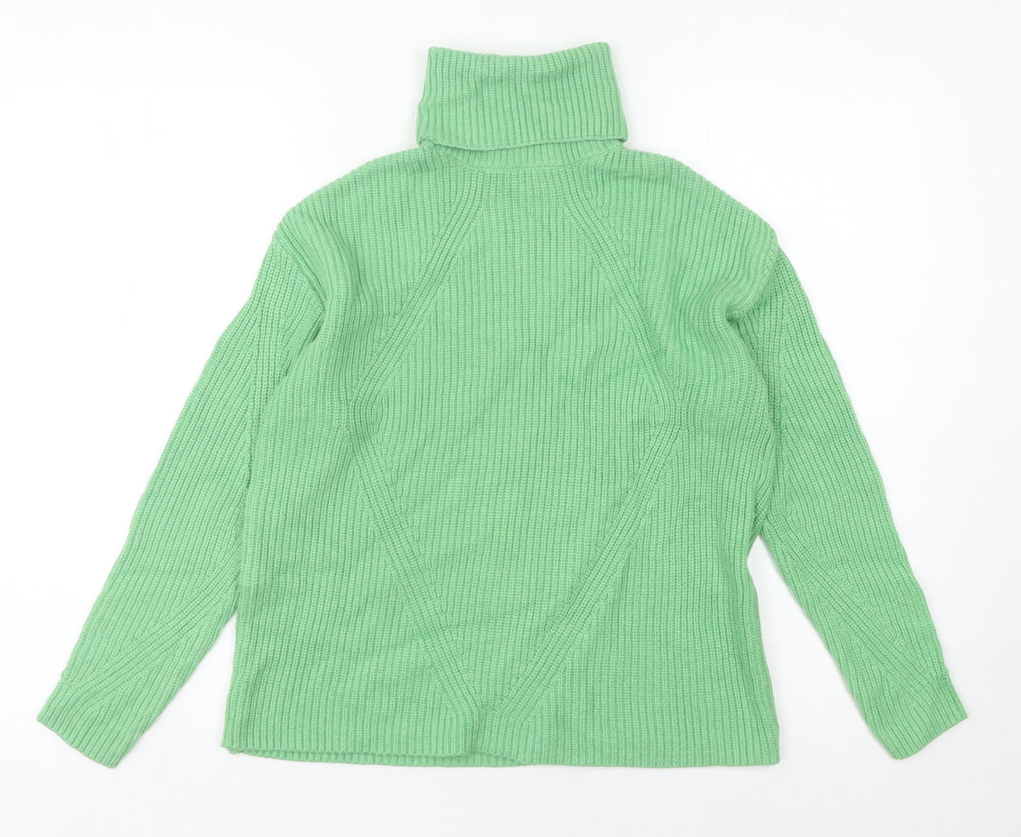 Marks and Spencer Women's Green XS Roll Neck Ribbed Jumper