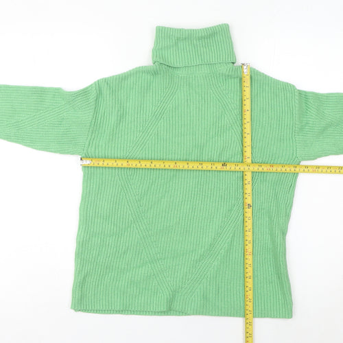 Marks and Spencer Women's Green XS Roll Neck Ribbed Jumper