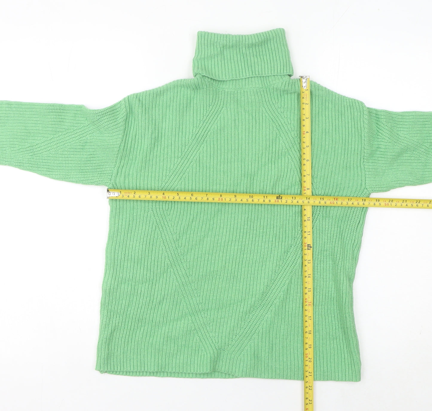 Marks and Spencer Women's Green XS Roll Neck Ribbed Jumper