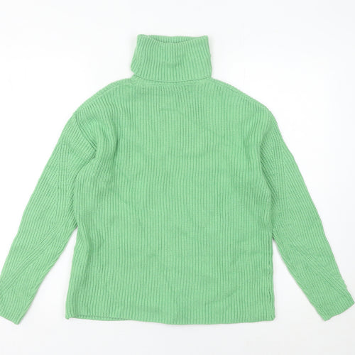 Marks and Spencer Women's Green XS Roll Neck Ribbed Jumper