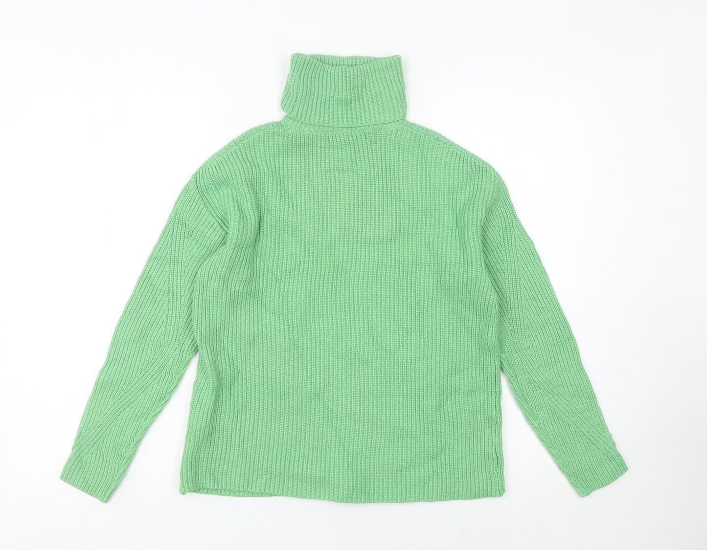 Marks and Spencer Women's Green XS Roll Neck Ribbed Jumper