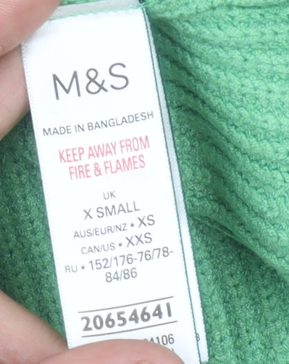Marks and Spencer Women's Green XS Roll Neck Ribbed Jumper