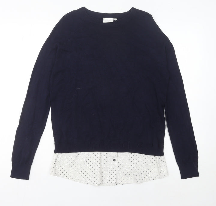 Next Women’s Blue Crew Neck Polka Dot Hem Jumper Size 8
