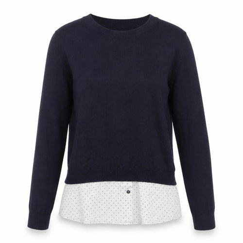 Next Women’s Blue Crew Neck Polka Dot Hem Jumper Size 8