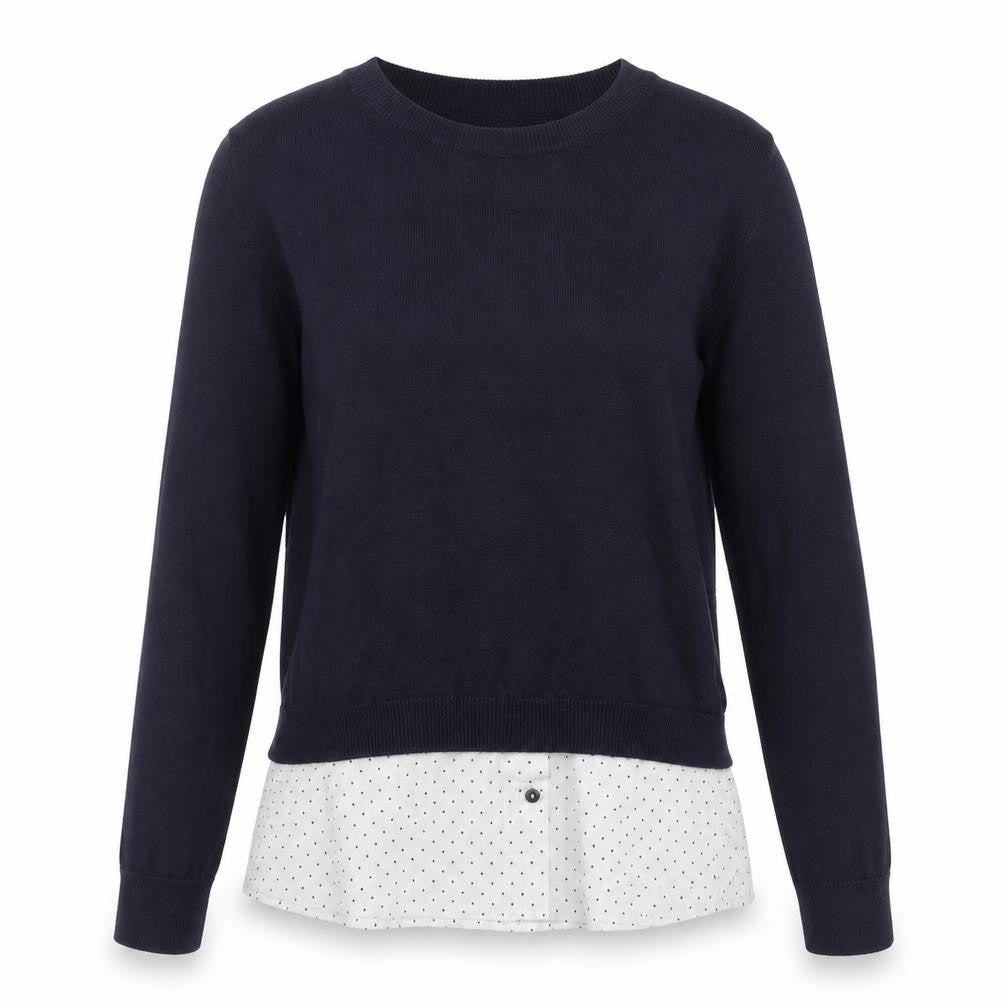 Next Women’s Blue Crew Neck Polka Dot Hem Jumper Size 8