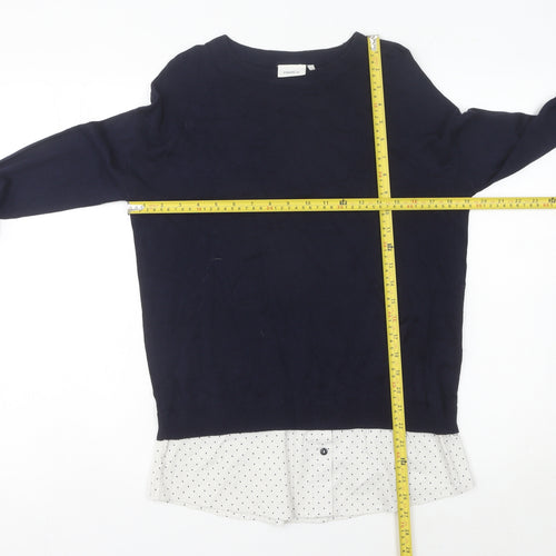 Next Women’s Blue Crew Neck Polka Dot Hem Jumper Size 8