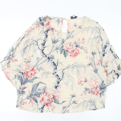 Warehouse Women’s Multicoloured Floral Ruffle Blouse Size 14