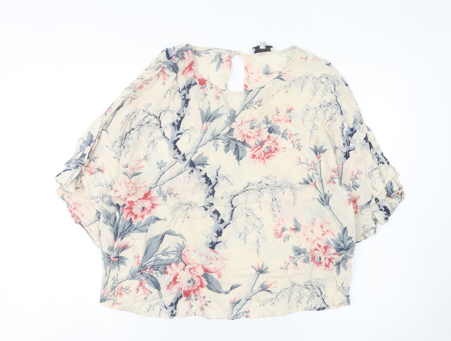 Warehouse Women’s Multicoloured Floral Ruffle Blouse Size 14