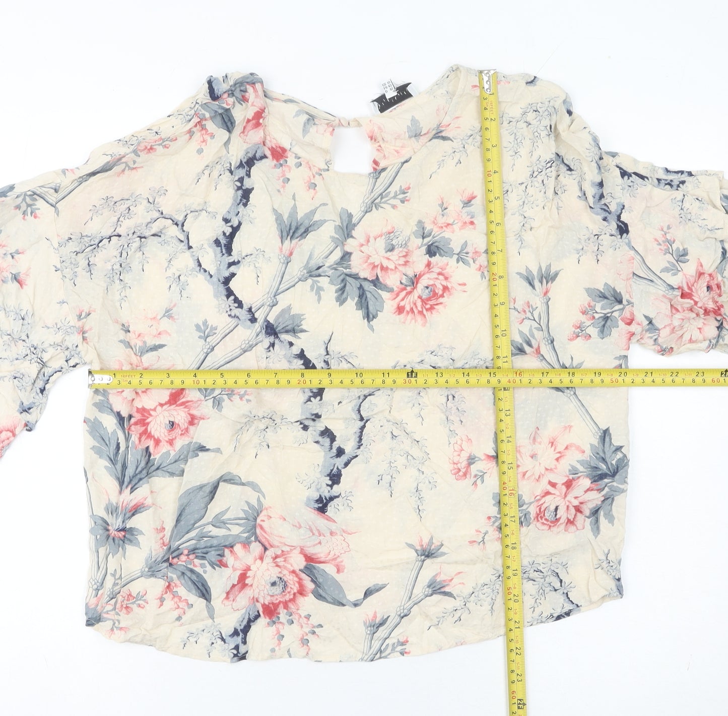 Warehouse Women’s Multicoloured Floral Ruffle Blouse Size 14