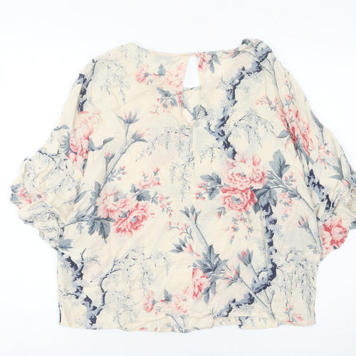 Warehouse Women’s Multicoloured Floral Ruffle Blouse Size 14