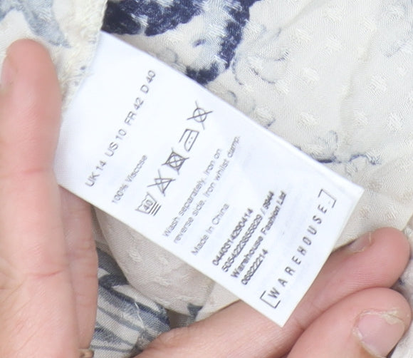 Warehouse Women’s Multicoloured Floral Ruffle Blouse Size 14