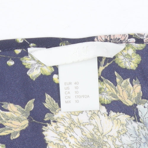 H&M Women’s Multicoloured Floral Tunic Blouse Size 12