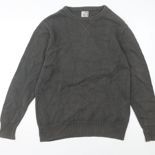 Firetrap Men's Grey Cotton Crew Neck Pullover Jumper L