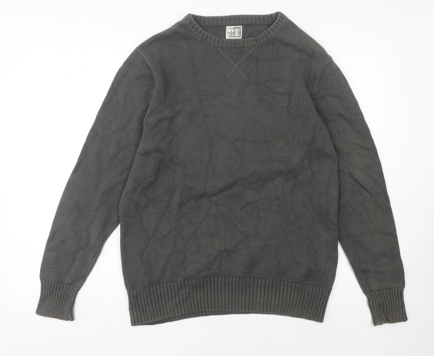 Firetrap Men's Grey Cotton Crew Neck Pullover Jumper L