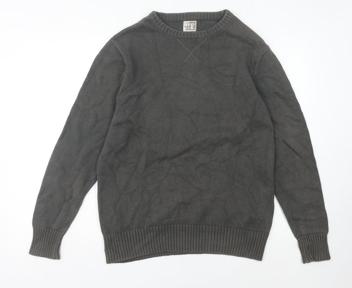 Firetrap Men's Grey Cotton Crew Neck Pullover Jumper L
