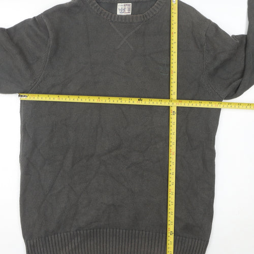 Firetrap Men's Grey Cotton Crew Neck Pullover Jumper L